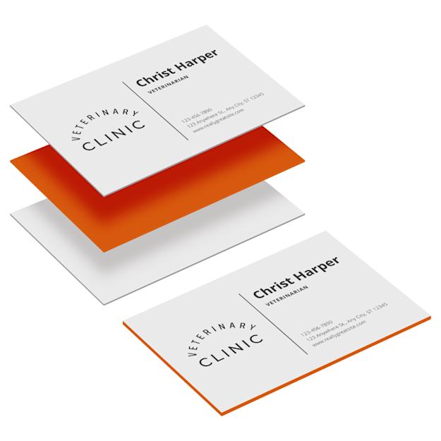 Cartes de visite à tranche colorée