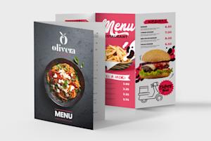 Menukaarten bedrukt met uw menu, foto's en logo - online beschikbaar met 1-2-3druk.nl