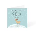 Blue warm wishes Christmas card with reindeer square design Helloprint