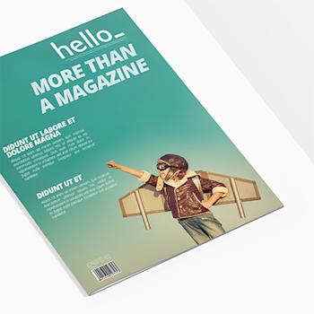 Copertina personalizzata di una brochure con rilegatura a punto metallico di HelloPrint