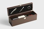 A beautiful box kitted out with all the accessories you could possibly need for a personalised wine gift set