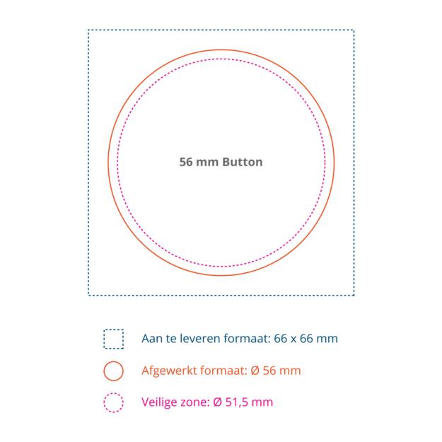Goedkope buttons Ø 56mm bij HelloPrint. Laat je eigen buttons bedrukken en bestel gemakkelijk online.