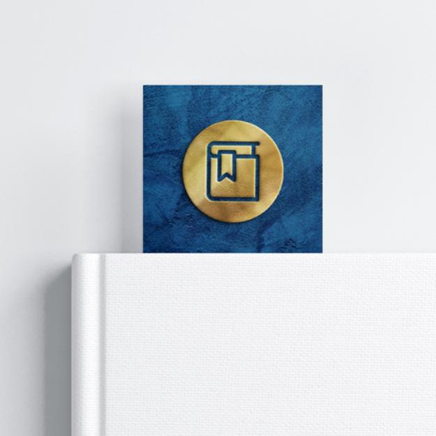 Gold foil paper finish design example on bookmarks, available at HelloPrint