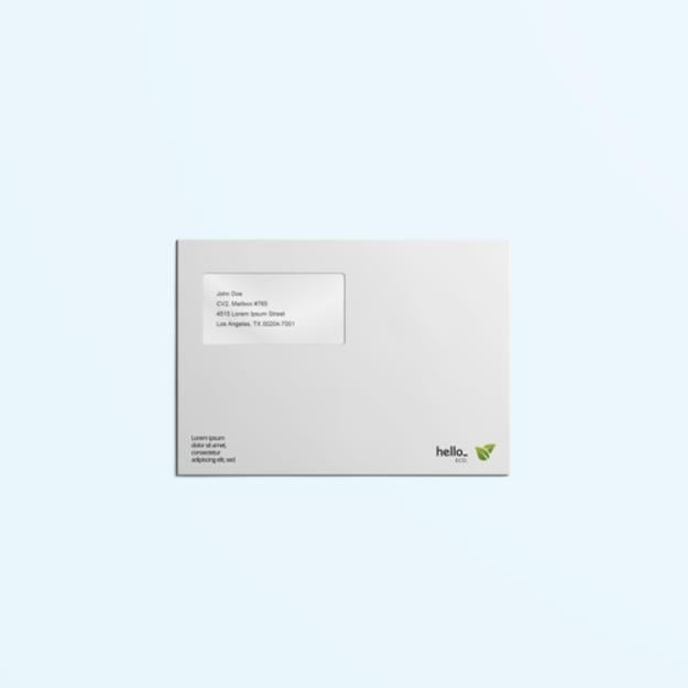 Envelopes from recycled paper with an address window, available at HelloPrint