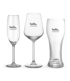 Personalised drinkware - water, wine and beer glasses printed with your brand - HelloPrint