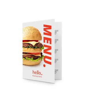 Menu cards printed with your menu, photos and logo - available online with HelloPrint