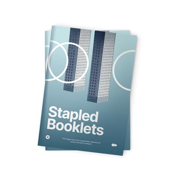 A blue staple-bound booklet labeled