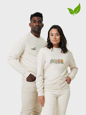 Ongeverfde gerecyclede trui met ronde hals