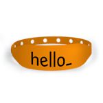 An orange event bracelet, personalized with your visual on Helloprint