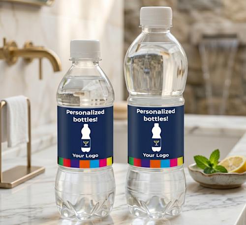 Waterfles met mat of glanzend etiket