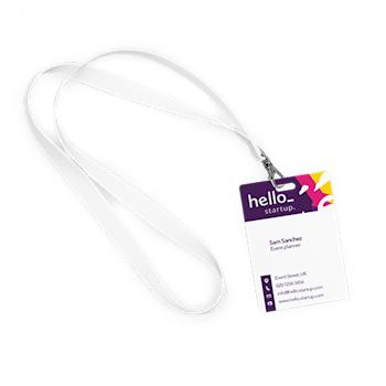 A PVC card with a rectangular hole punched into the slide, available with a custom logo and text at HelloPrint.