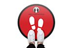Covid-19 Round Safety Floor Stickers - Red