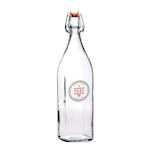 A square clip lock glass bottle available at Helloprint with a custom logo or image printed on the side.
