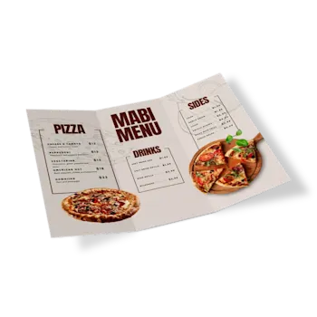 Cartas de menú para restaurantes con dos pliegues
