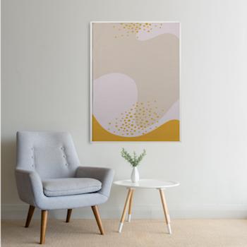 Panneau acoustique mural suspendu au-dessus d'une chaise. Parfait pour isoler et décorer vos intérieurs.