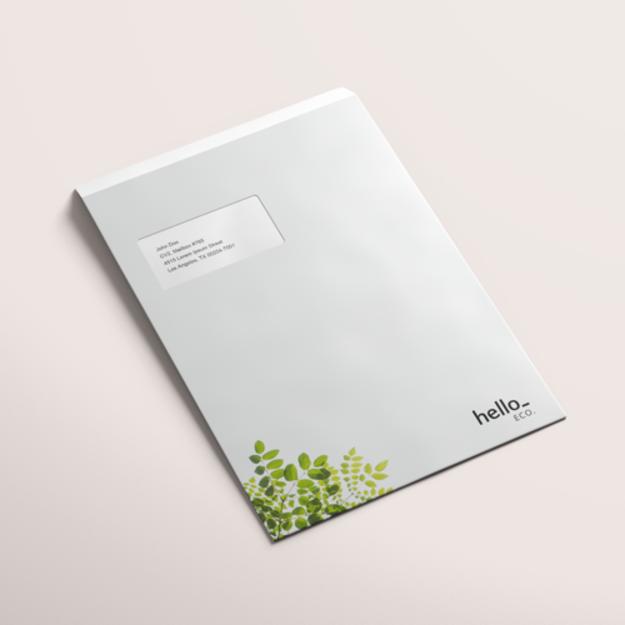 Recycled envelopes with an address window, available at HelloPrint