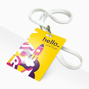 PVC card with rectangular hole. Work card. Produced by HelloPrint