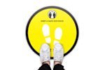 Covid-19 Round Safety Floor Stickers - Yellow