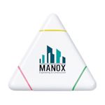 A triangular highlight market pen with 3 colours available with customised printing options for a cheap price at Helloprint