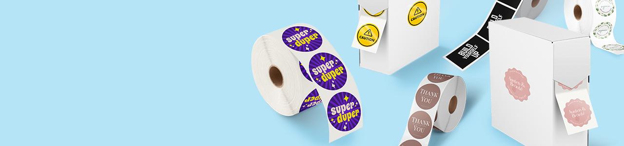 Stickers op rol: <br>
1000+ gratis templates