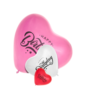 Heart shaped balloons with your personalised message, design or name - printed with HelloPrint Connect
