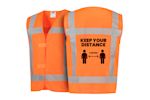 Orange safety vest with pre-printed design