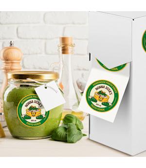 Lebensmitteletiketten auf Rolle