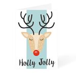 Holly Jolly reindeer Christmas card design available at Helloprint