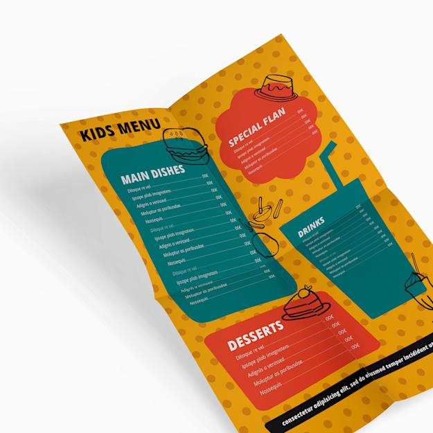 Cartas para restaurantes con pliegue ventana