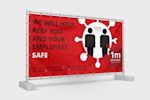 Anti COVID-19 Construction Fence Banners in Red