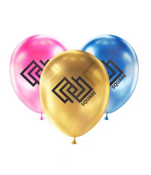Metallic coloured balloons, printed with your company name at HelloPrint