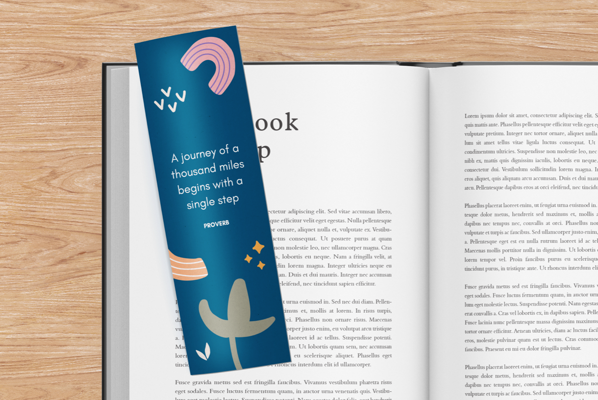 Boekenlegger voorbeelden met inspirerende quote