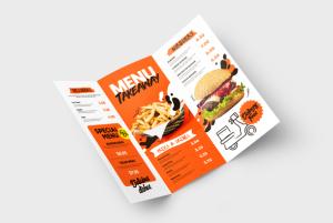 Print folded leaflets for all your needs - take away menu leaflet printed with Helloprint