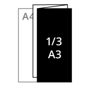 A3 <br>folded to <br><strong>1/3 A3 (6pp)</strong>
