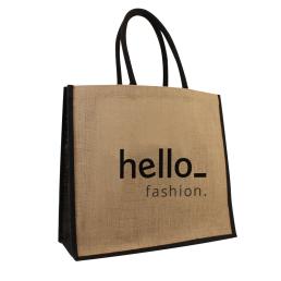 Coloured Jute Bag with a Logo Display Example on the Front, available at Helloprint