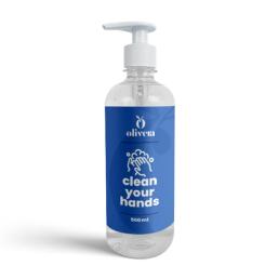 An image of the 500ml hand wash gel with a company logo and displaying the push dispenser