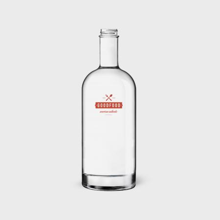 Printed classic glass bottle 1 liter
