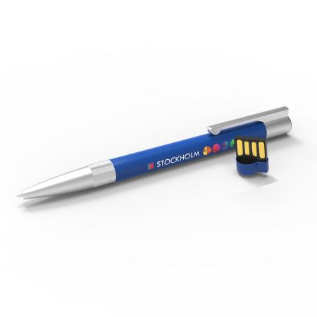 Image of a branded 2-in-1 pen and USB with your logo, the perfect corporate gift. 