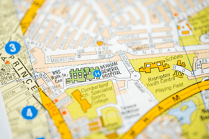 A map icon of Newham used to indicate that Helloprint offers printing solutions in Newham