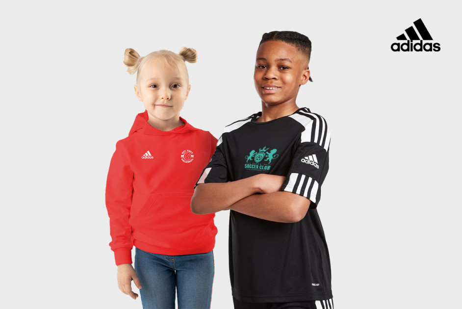 Chip zand Woord Bedruk je logo of naam op Adidas kinds sportkleding | Drukzo