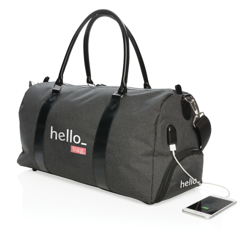 Weekend Bag with USB output, customisable from Helloprint