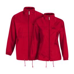 A red coloured fold-able windbreaker jacket available at HelloprintConnect with personalised printing solutions