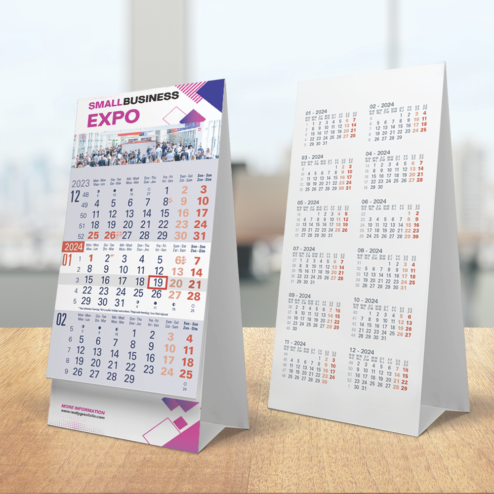 Custom Printed 3 Months Desk Calendars Helloprint