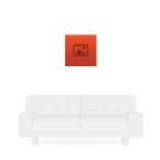 Vergleich der Größe einer Leinwand zu einem 2er-Sofa. Die Größe ist 50cm x 50cm und bei Helloprint erhältlich.