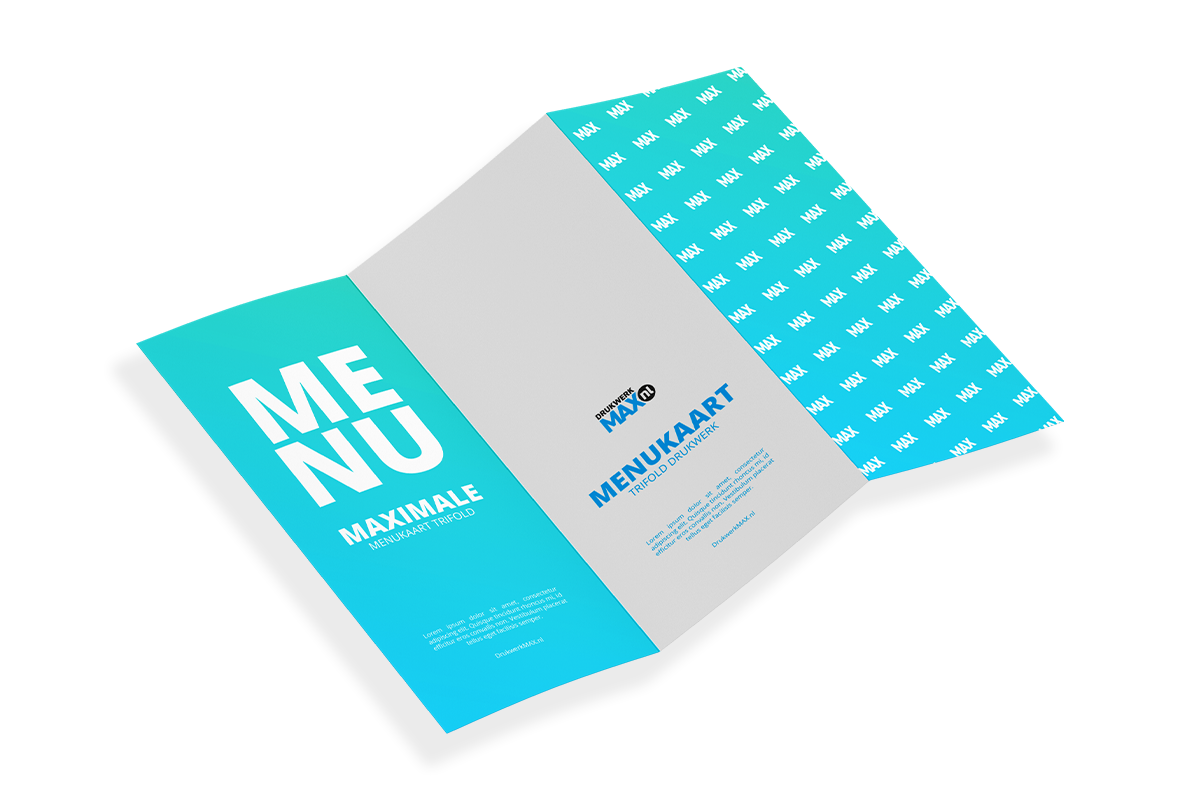 Menukaarten bedrukt met uw menu, foto's en logo - online beschikbaar met DrukwerkMAX