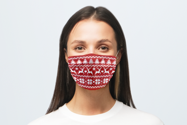 Face masks printed with a delightful Reindeer design perfect for Christmas - available at Helloprint