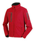 Een rood gekleurde soft shell jas met zakken geschikt om te bedrukken met jouw eigen logo of design bij printingright.nl.