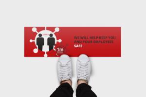 Red Covid-19 Rectangle Floor Safety Stickers