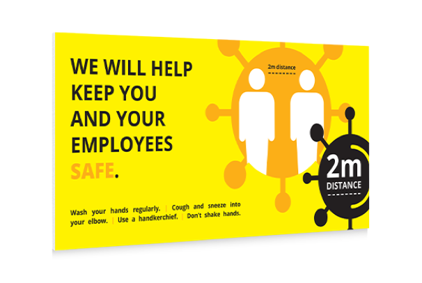 Yellow COVID-19 Foamex signs