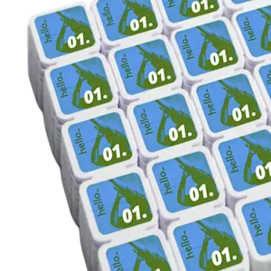 6 purple printed breakable coins